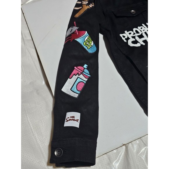 New The Simpson Bart Problem Child Jeans BLACK Jacket Vintage Look  Small Adult - Picture 11 of 11